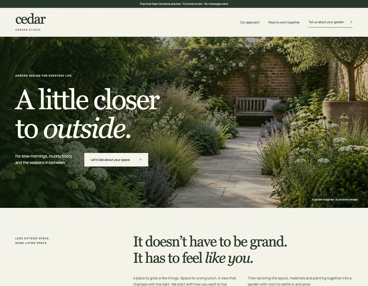 Cedar Garden Studio website preview