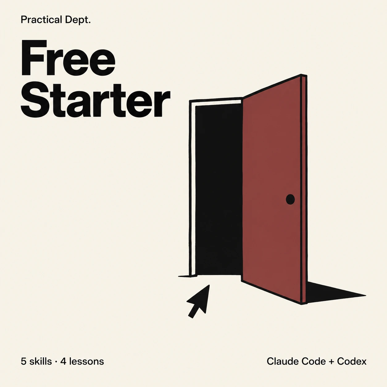 Free Starter: an open burgundy door, five skills and four lessons